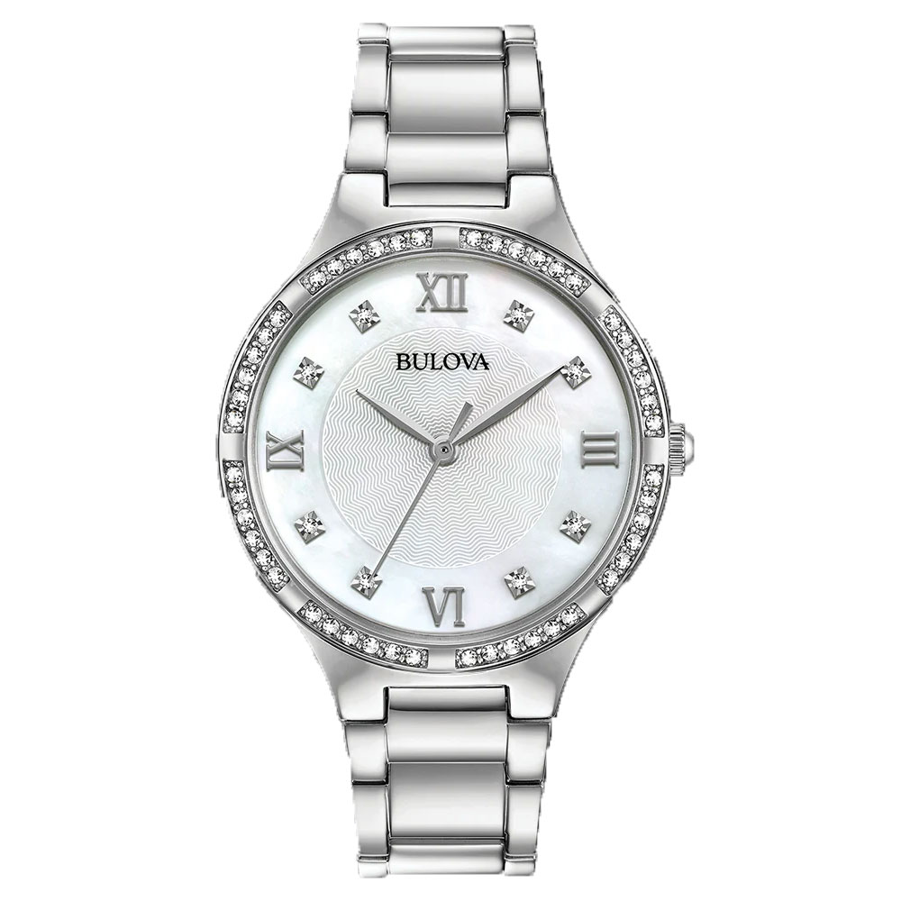 Bulova γυναικείο ρολόι CRYSTAL Silver Stainless Steel Bracelet 96L262